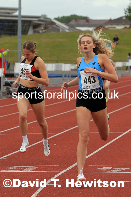 Womens under-20s 400 metres, 2022 Northern Senior and Under-20 Champs., Wavertree Athletics Centre, Liverpool. Photo: David T. Hewitson/Sports for All Pics